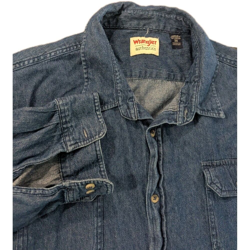 Wrangler Premium Quality Denim Shirt Mens 3XL Dark Wash Long Sleeve
